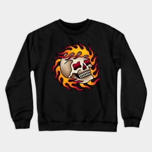 Old Salt American Traditional Flaming Skull Crewneck Sweatshirt